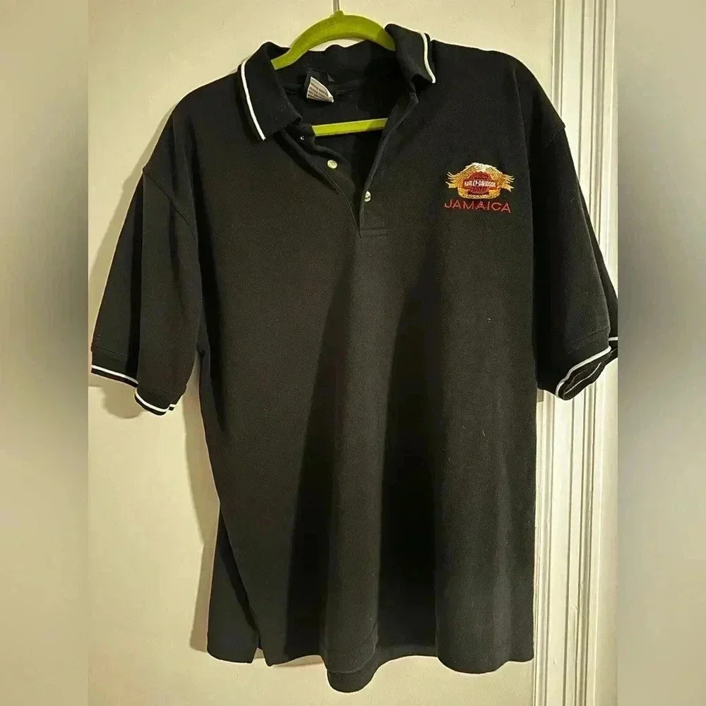 Harley Davidson Jamaica Polo Shirt Men’s large. Embroidered Logo. Black.